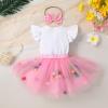 imageYOUNGER TREE Baby Girl 1st Birthday Outfits One Year Old Clothes Romper Tutu Cake Smash Skirt with Headband Baby Girl GiftsSweet One Donutnt Coloured Ball