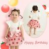imageYOUNGER TREE Baby Girl 1st Birthday Outfits One Year Old Clothes Romper Tutu Cake Smash Skirt with Headband Baby Girl GiftsSweet One Strawberry