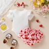 imageYOUNGER TREE Baby Girl Clothes Cartoon Short Sleeve Romper and Floral Ruffle Shorts with Headband Newborn Girl Summer OutfitRedstrawberry36 Months