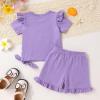 imageYOUNGER TREE Baby Girl Clothes Cartoon TShirt Shorts Set Toddler Summer OutfitsDeep Purple Mermaid Tail