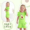 imageYOUNGER TREE Baby Girl Clothes Cartoon TShirt Shorts Set Toddler Summer OutfitsFluorescent Green Avocado