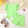 imageYOUNGER TREE Baby Girl Clothes Cartoon TShirt Shorts Set Toddler Summer OutfitsLight Green Watermelon
