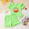 imageYOUNGER TREE Baby Girl Clothes Cartoon TShirt Shorts Set Toddler Summer OutfitsLight Green Watermelon