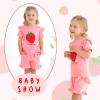 imageYOUNGER TREE Baby Girl Clothes Cartoon TShirt Shorts Set Toddler Summer OutfitsPink Strawberry