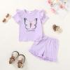imageYOUNGER TREE Baby Girl Clothes Cartoon TShirt Shorts Set Toddler Summer OutfitsPurple Butterfly