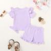 imageYOUNGER TREE Baby Girl Clothes Cartoon TShirt Shorts Set Toddler Summer OutfitsPurple Butterfly