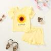 imageYOUNGER TREE Baby Girl Clothes Cartoon TShirt Shorts Set Toddler Summer OutfitsYellow Sunflower