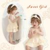 imageYOUNGER TREE Baby Girl Clothes Infant Summer Romper Dress Sleeveless Bodysuit Jumpsuit with Headband Toddler OutfitsCream