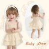 imageYOUNGER TREE Baby Girl Clothes Infant Summer Romper Dress Sleeveless Bodysuit Jumpsuit with Headband Toddler OutfitsCream