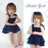 imageYOUNGER TREE Baby Girl Clothes Infant Summer Romper Dress Sleeveless Bodysuit Jumpsuit with Headband Toddler OutfitsDeep Blue