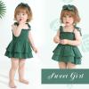 imageYOUNGER TREE Baby Girl Clothes Infant Summer Romper Dress Sleeveless Bodysuit Jumpsuit with Headband Toddler OutfitsDeep Green