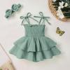 imageYOUNGER TREE Baby Girl Clothes Infant Summer Romper Dress Sleeveless Bodysuit Jumpsuit with Headband Toddler OutfitsGreen
