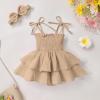 imageYOUNGER TREE Baby Girl Clothes Infant Summer Romper Dress Sleeveless Bodysuit Jumpsuit with Headband Toddler OutfitsKhaki