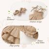 imageYOUNGER TREE Baby Girl Clothes Infant Summer Romper Dress Sleeveless Bodysuit Jumpsuit with Headband Toddler OutfitsKhaki