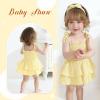 imageYOUNGER TREE Baby Girl Clothes Infant Summer Romper Dress Sleeveless Bodysuit Jumpsuit with Headband Toddler OutfitsLight Yellow