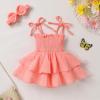 imageYOUNGER TREE Baby Girl Clothes Infant Summer Romper Dress Sleeveless Bodysuit Jumpsuit with Headband Toddler OutfitsOrange Pink