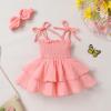 imageYOUNGER TREE Baby Girl Clothes Infant Summer Romper Dress Sleeveless Bodysuit Jumpsuit with Headband Toddler OutfitsPink