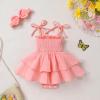 imageYOUNGER TREE Baby Girl Clothes Infant Summer Romper Dress Sleeveless Bodysuit Jumpsuit with Headband Toddler OutfitsPink