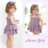 imageYOUNGER TREE Baby Girl Clothes Infant Summer Romper Dress Sleeveless Bodysuit Jumpsuit with Headband Toddler OutfitsPurple