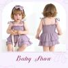 imageYOUNGER TREE Baby Girl Clothes Infant Summer Romper Dress Sleeveless Bodysuit Jumpsuit with Headband Toddler OutfitsPurple