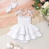 imageYOUNGER TREE Baby Girl Clothes Infant Summer Romper Dress Sleeveless Bodysuit Jumpsuit with Headband Toddler OutfitsWhite