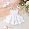 imageYOUNGER TREE Baby Girl Clothes Infant Summer Romper Dress Sleeveless Bodysuit Jumpsuit with Headband Toddler OutfitsWhite