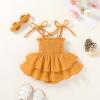 imageYOUNGER TREE Baby Girl Clothes Infant Summer Romper Dress Sleeveless Bodysuit Jumpsuit with Headband Toddler OutfitsYellow