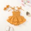 imageYOUNGER TREE Baby Girl Clothes Infant Summer Romper Dress Sleeveless Bodysuit Jumpsuit with Headband Toddler OutfitsYellow