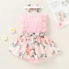 imageYOUNGER TREE Baby Girl Dresses Newborn Girls Dress Floral Baby Girl Summer Clothes Infant Headband Romper OutfitsPink