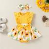 imageYOUNGER TREE Baby Girl Dresses Newborn Girls Dress Floral Baby Girl Summer Clothes Infant Headband Romper OutfitsS2 Yellow