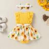 imageYOUNGER TREE Baby Girl Dresses Newborn Girls Dress Floral Baby Girl Summer Clothes Infant Headband Romper OutfitsS2 Yellow