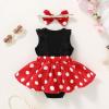 imageYOUNGER TREE Baby Girl Dresses Newborn Girls Dress Floral Baby Girl Summer Clothes Infant Headband Romper OutfitsS6 Black