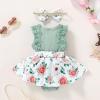 imageYOUNGER TREE Baby Girl Dresses Newborn Girls Dress Floral Baby Girl Summer Clothes Infant Headband Romper OutfitsS8 Green