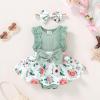 imageYOUNGER TREE Baby Girl Dresses Newborn Girls Dress Floral Baby Girl Summer Clothes Infant Headband Romper OutfitsS8 Green
