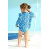 imageYOUNGER TREE Baby Swimsuit Girl Long Sleeve Ruffle Zipper Rash Guard Infant One Piece Swimwear Toddler Bathing Suit GirlBluefloral