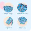 imageYOUNGER TREE Baby Swimsuit Girl Long Sleeve Ruffle Zipper Rash Guard Infant One Piece Swimwear Toddler Bathing Suit GirlBluefloral