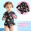 imageYOUNGER TREE Baby Swimsuit Girl Long Sleeve Ruffle Zipper Rash Guard Infant One Piece Swimwear Toddler Bathing Suit GirlColorful Butterflies