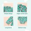 imageYOUNGER TREE Baby Swimsuit Girl Long Sleeve Ruffle Zipper Rash Guard Infant One Piece Swimwear Toddler Bathing Suit GirlGreen