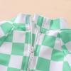 imageYOUNGER TREE Baby Swimsuit Girl Long Sleeve Ruffle Zipper Rash Guard Infant One Piece Swimwear Toddler Bathing Suit GirlGreen Checkerboard