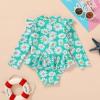 imageYOUNGER TREE Baby Swimsuit Girl Long Sleeve Ruffle Zipper Rash Guard Infant One Piece Swimwear Toddler Bathing Suit GirlGreenFlower23T