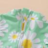 imageYOUNGER TREE Baby Swimsuit Girl Long Sleeve Ruffle Zipper Rash Guard Infant One Piece Swimwear Toddler Bathing Suit GirlGreendaisy