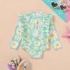 imageYOUNGER TREE Baby Swimsuit Girl Long Sleeve Ruffle Zipper Rash Guard Infant One Piece Swimwear Toddler Bathing Suit GirlGreendaisy