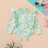 imageYOUNGER TREE Baby Swimsuit Girl Long Sleeve Ruffle Zipper Rash Guard Infant One Piece Swimwear Toddler Bathing Suit GirlGreendaisy