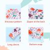 imageYOUNGER TREE Baby Swimsuit Girl Long Sleeve Ruffle Zipper Rash Guard Infant One Piece Swimwear Toddler Bathing Suit GirlOrangedinosaur
