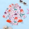 imageYOUNGER TREE Baby Swimsuit Girl Long Sleeve Ruffle Zipper Rash Guard Infant One Piece Swimwear Toddler Bathing Suit GirlOrangedinosaur