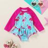 imageYOUNGER TREE Baby Swimsuit Girl Long Sleeve Ruffle Zipper Rash Guard Infant One Piece Swimwear Toddler Bathing Suit GirlPink Blueflamingo