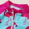 imageYOUNGER TREE Baby Swimsuit Girl Long Sleeve Ruffle Zipper Rash Guard Infant One Piece Swimwear Toddler Bathing Suit GirlPink Blueflamingo