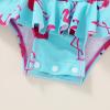 imageYOUNGER TREE Baby Swimsuit Girl Long Sleeve Ruffle Zipper Rash Guard Infant One Piece Swimwear Toddler Bathing Suit GirlPink Blueflamingo