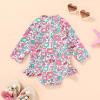 imageYOUNGER TREE Baby Swimsuit Girl Long Sleeve Ruffle Zipper Rash Guard Infant One Piece Swimwear Toddler Bathing Suit GirlPink Floral