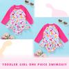 imageYOUNGER TREE Baby Swimsuit Girl Long Sleeve Ruffle Zipper Rash Guard Infant One Piece Swimwear Toddler Bathing Suit GirlPink Long Sleeve  Dinosaur